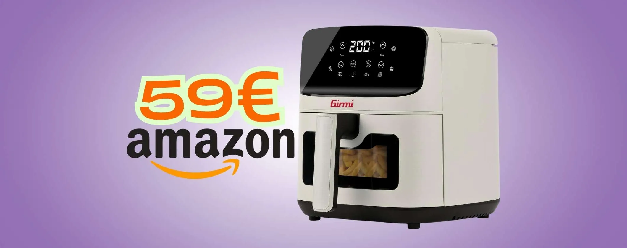 Friggitrice ad aria Girmi FG27 da 4,2 L, 8 programmi e display digitale a soli 59€