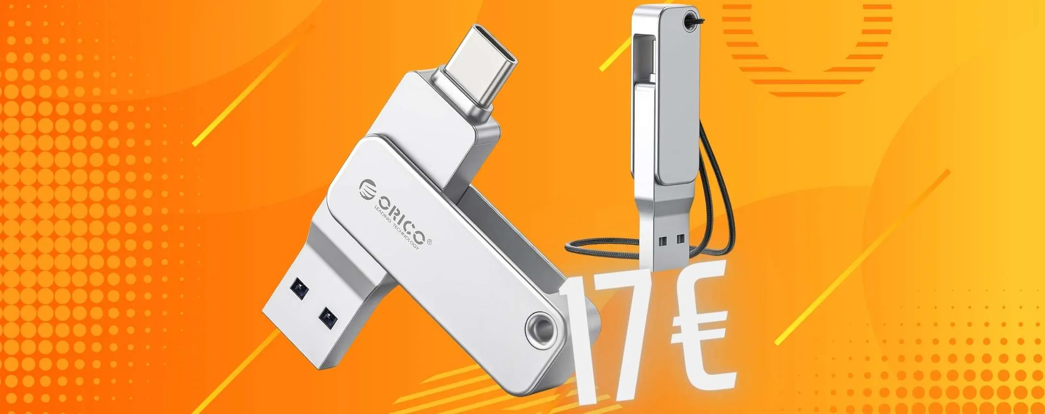 Chiavetta USB da 128GB con doppio connettore per PC e smartphone a soli 17€