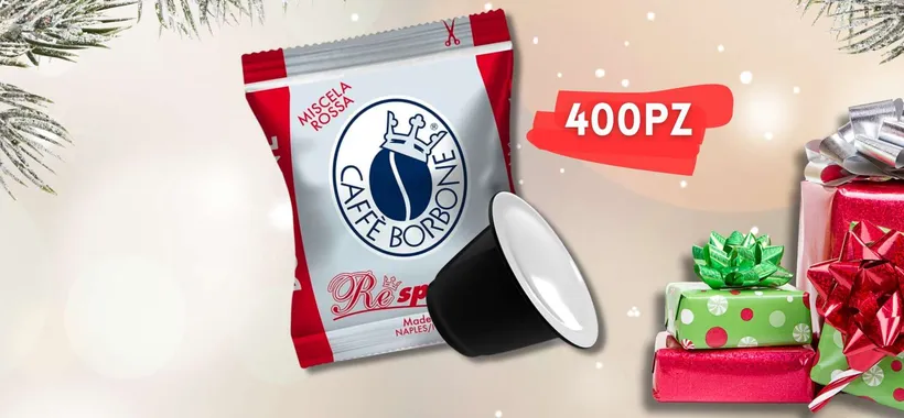 400 capsule sistema NESPRESSO marchiate Caffè Borbone, 0,16€ cad.