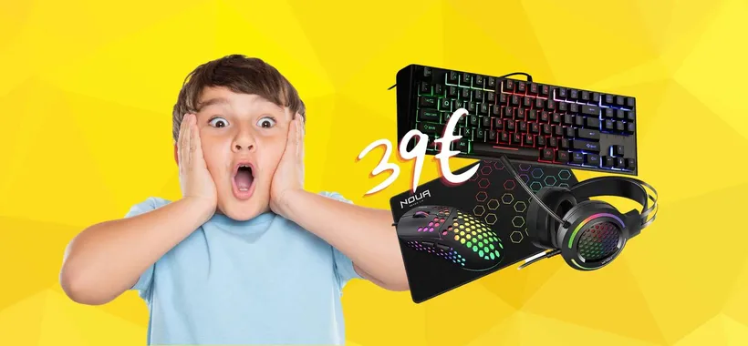 Kit da Gaming 4 in 1 con tastiera, cuffie, mouse e tappetino a 39€