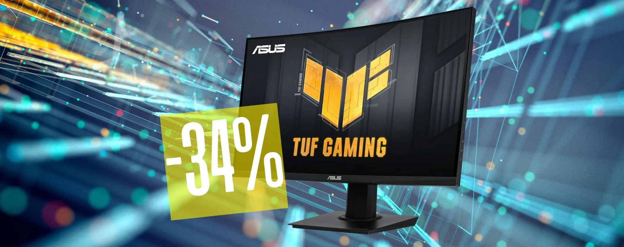Monitor ASUS TUF Gaming curvo da 24 pollici con risposta di 1ms in offerta a 99€