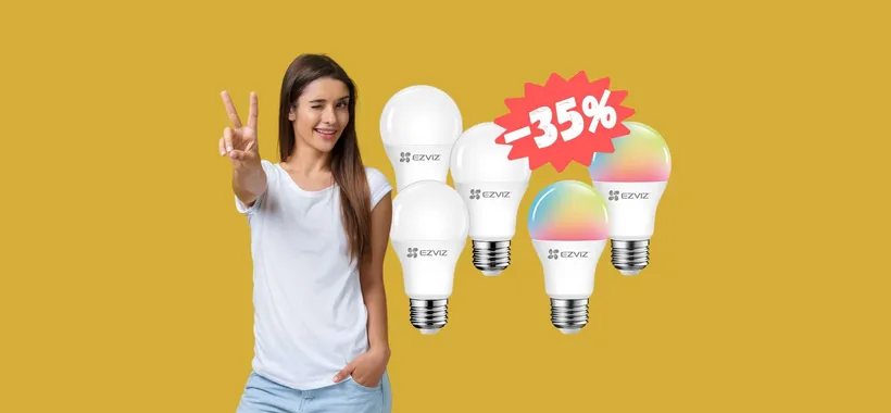 5 lampadine smart, 3 bianche e 2 colorate al 35% in MENO