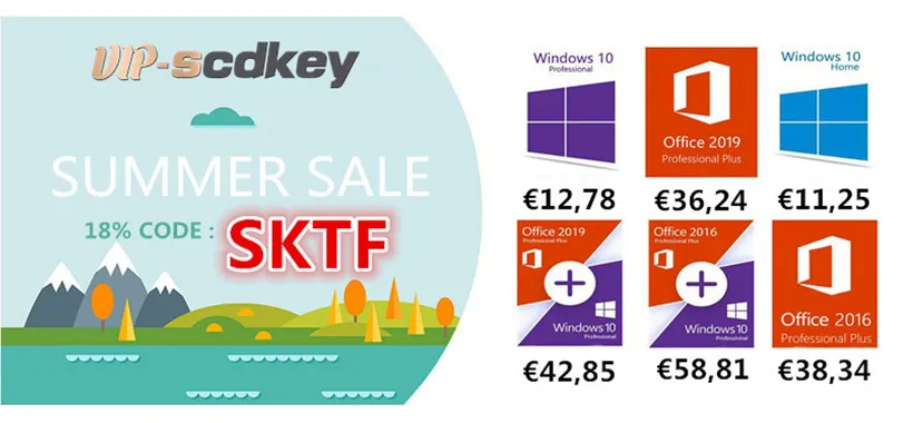 VIP-SCDkey Summer Sale: Windows 10 PRO 13€, Office 2019 37€