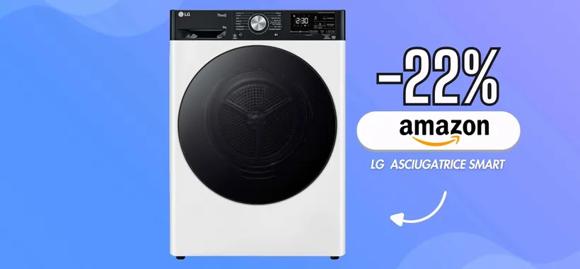 LG fa diventare l'asciugatrice Smart: 9KG e sistema autopulente (-22%)
