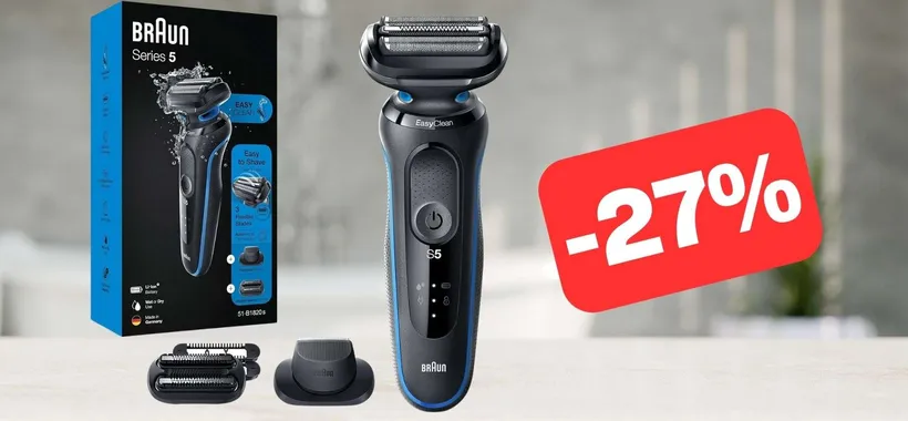 Braun Series 5: il rasoio elettrico in OFFERTA LAMPO su Amazon (-27%)