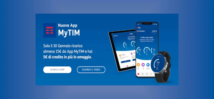 TIM: 5€ di credito in omaggio se ricarichi da app