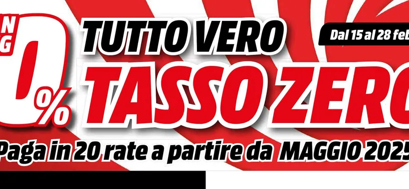 Volantino MediaWorld: torna la promozione a tasso zero, paghi da maggio 2025