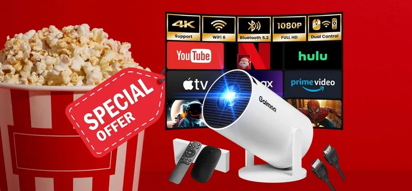 Mini proiettore con rotazione a 180°, Bluetooth e WiFi in doppio sconto