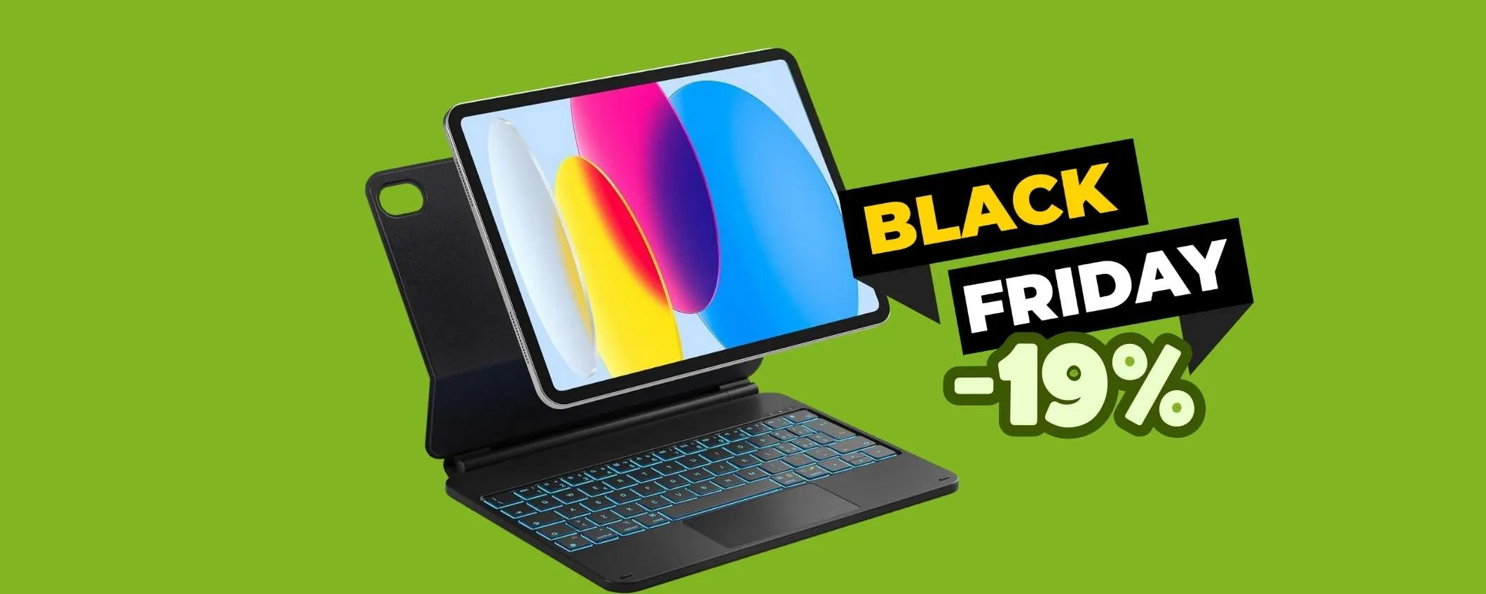 Custodia magnetica con tastiera: il tuo iPad diventa portatile (-19%)