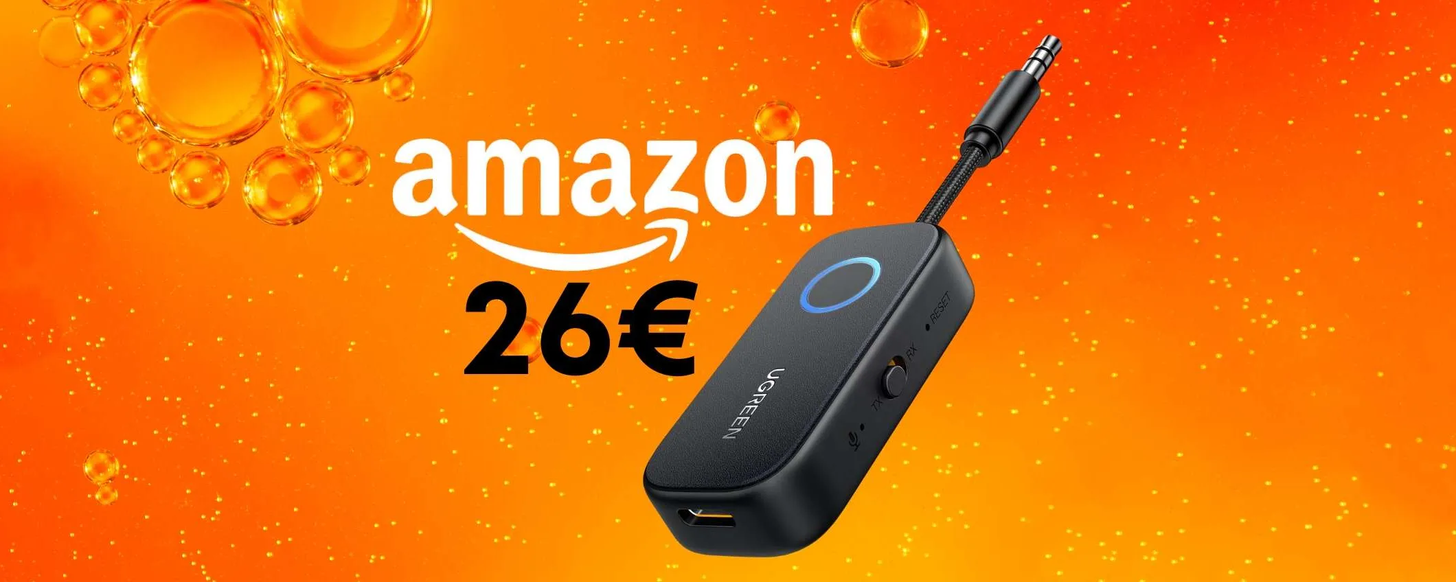 Adattatore Bluetooth: trasmette e riceve con microfono integrato, ora solo 26€