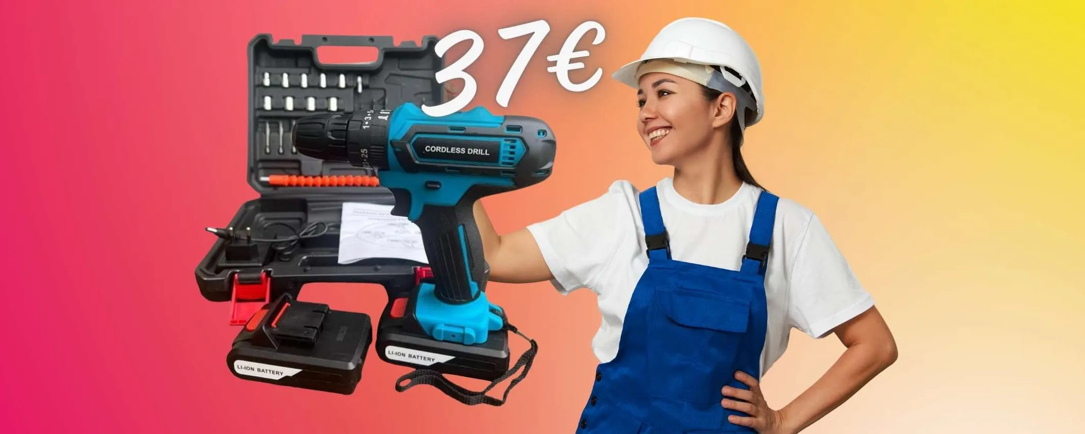 Trapano avvitatore a percussione, valigetta e accessori a PREZZO Outlet