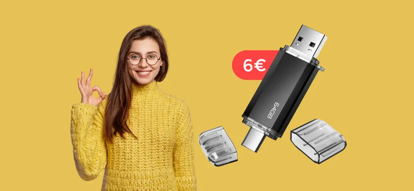 Chiavetta USB 64GB a DOPPIA uscita: subito tua con appena 6€
