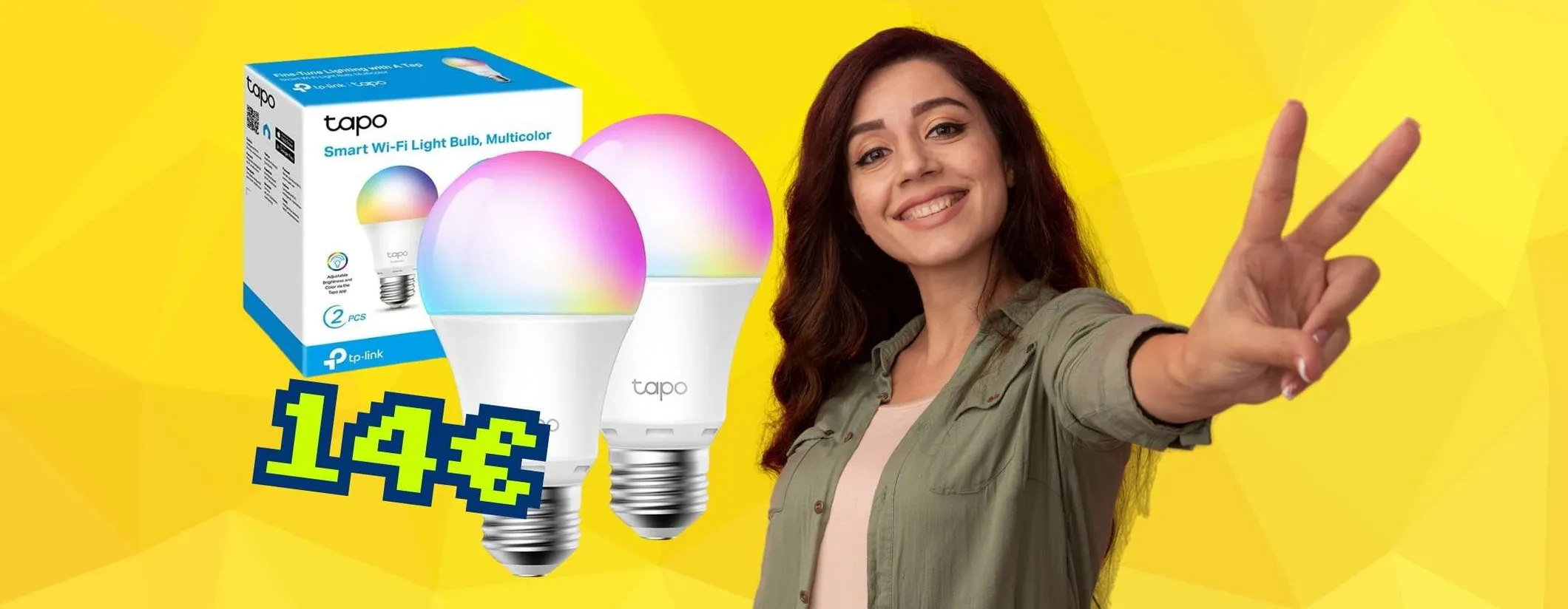 2 lampadine WiFi colorate Tapo L530E compatibili con Alexa e Google Home a 14€
