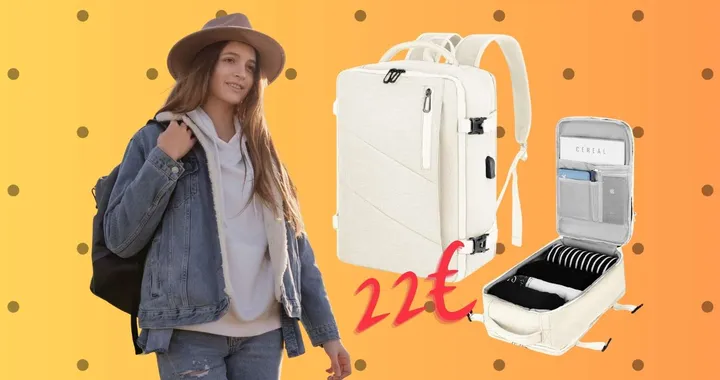 Zaino da viaggio capiente e compatto per volare senza patemi a soli 22€