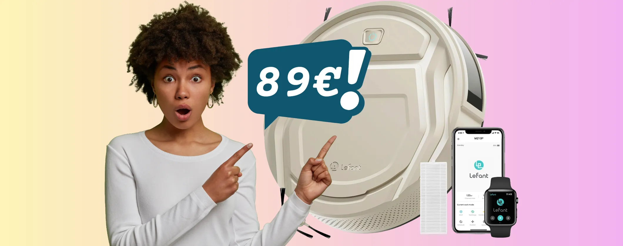 Sconto fuori di testa sul robot aspirapolvere LEFANT M210 ora tuo a 89€