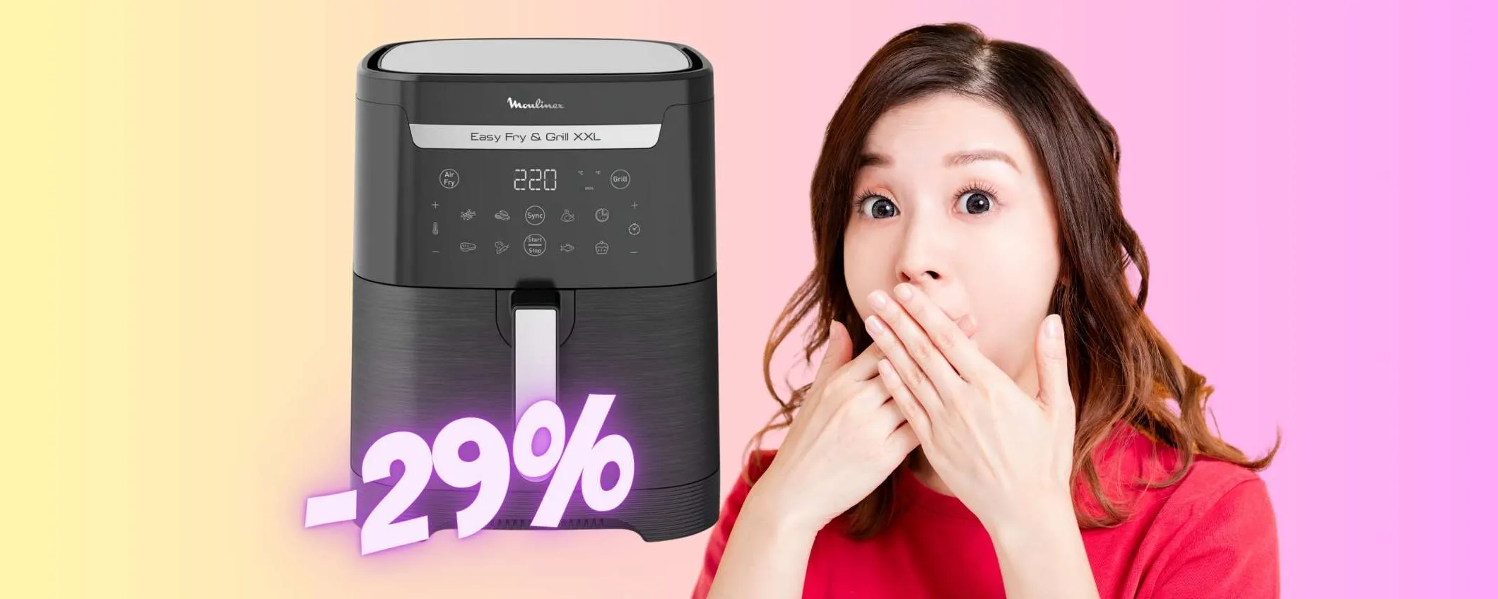 Friggitrice ad aria per 8 persone con 8 programmi in SCONTO al 29%