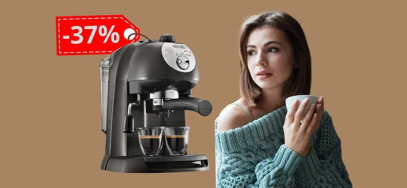 Espresso e cappuccino come al bar con la macchina manuale De'Longhi al 37%