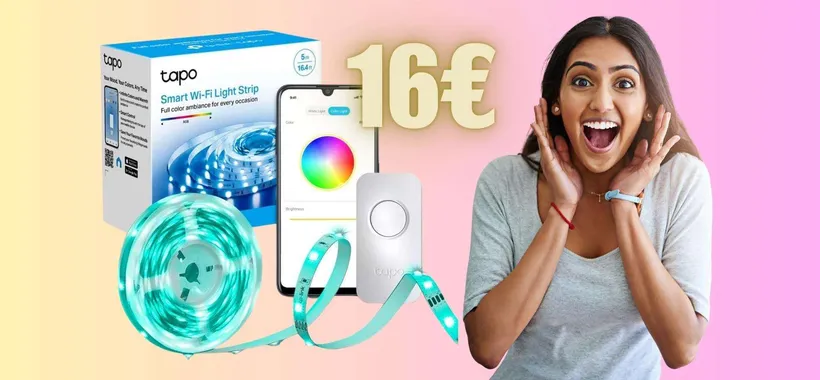 Striscia LED multicolor WiFi TP-Link Tapo: 5 metri a soli 16€, WOW