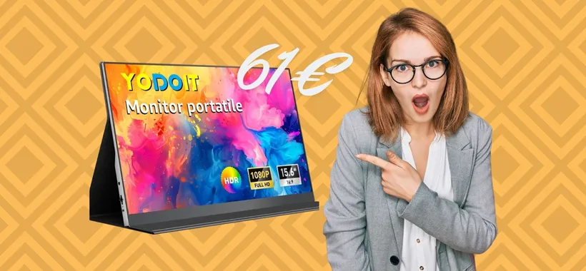 Monitor portatile FHD da 15,6 pollici per PC e console di gioco a soli 61€