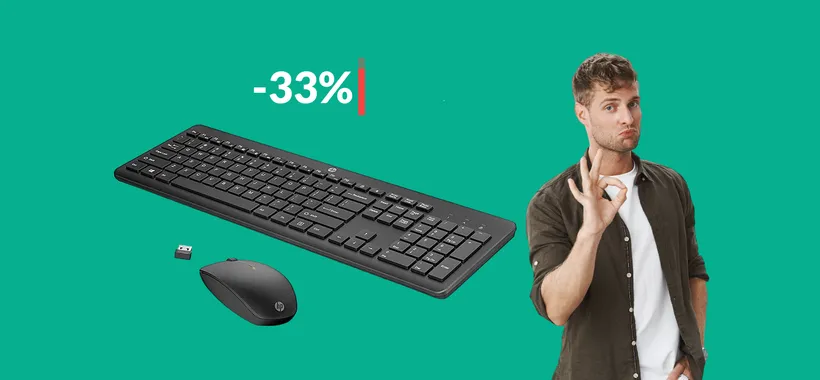 Tastiera e mouse wireless HP ad appena 26€: combo VINCENTE