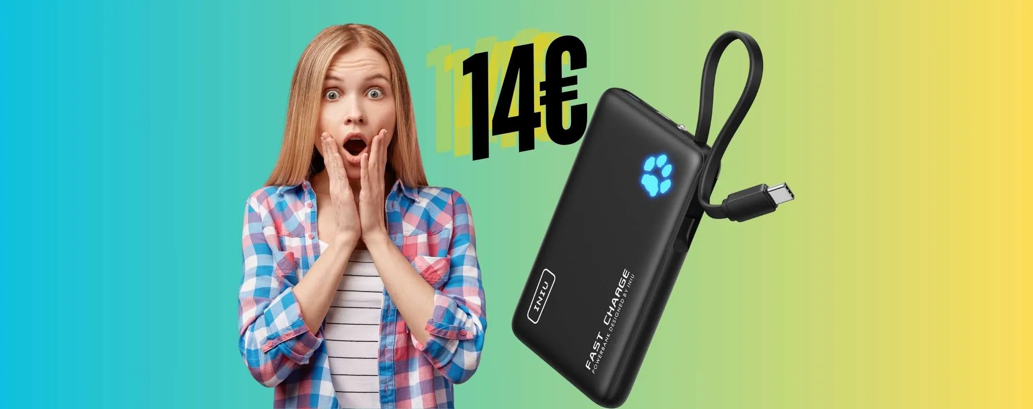 Power Bank super sottile con cavo integrato in DOPPIO SCONTO (14€)