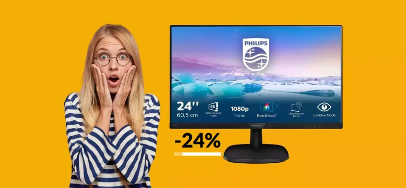 Monitor FullHD Philips 24 pollici: non troverai di meglio a soli 89€
