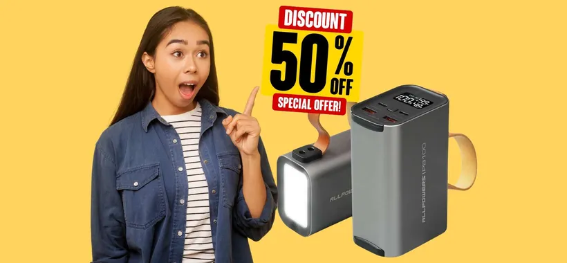Power bank da 24000 mAh con torcia: centrale elettrica portatile al 50%