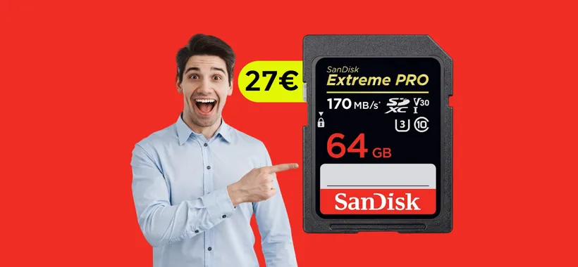 Scheda SD SanDisk 64GB, velocissima e resistente: oggi a 27€