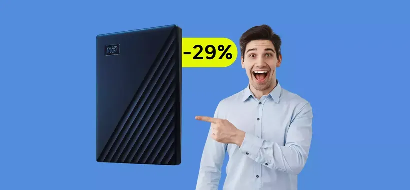 Hard disk esterno 2TB per Mac: dati sempre al sicuro con password (82€)