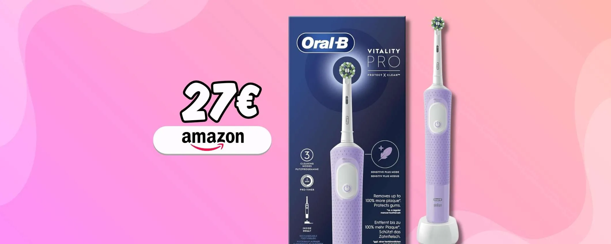 27€ per denti puliti e sbiancati con Oral-B Vitality Pro, scontone Amazon