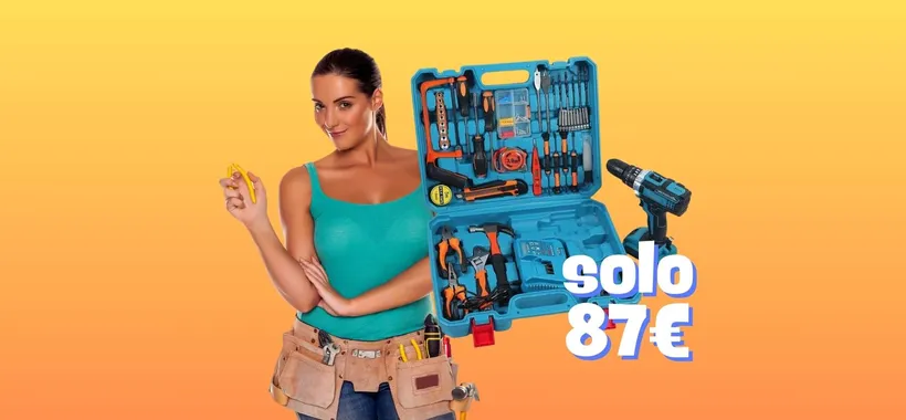 BOMBA Trapano Avvitatore con 2 batterie e Kit 54 in 1 a soli 87€