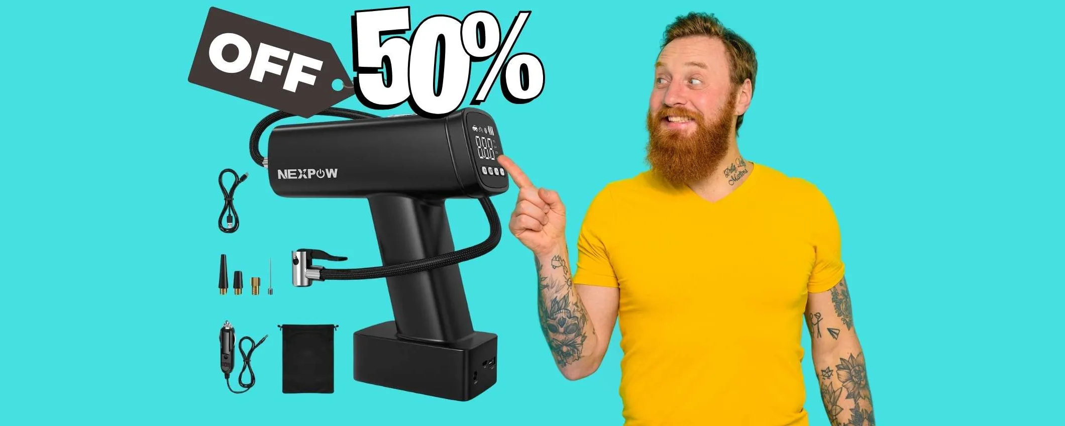 Mini compressore portatile, con il CODICE segreto RISPARMI il 50%