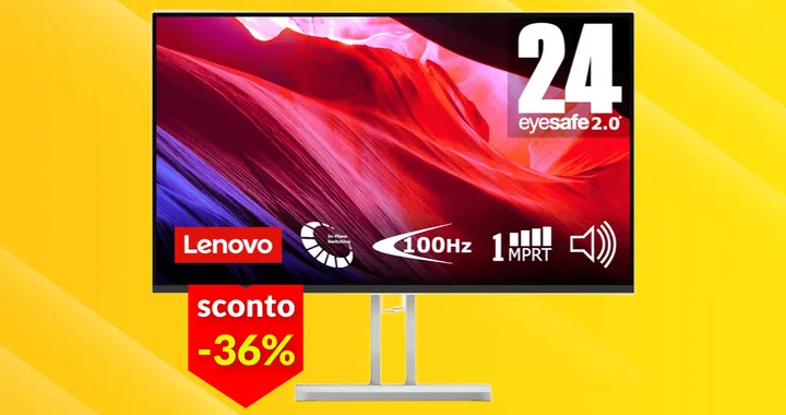 Monitor Lenovo FullHD da 24 pollici: il prezzo crolla del 36% a soli 89€