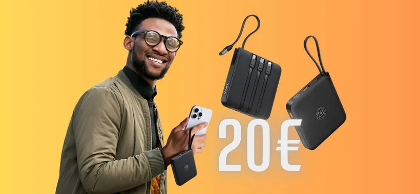 Power Bank da 20000mAh con 4 cavi integrati e un DOPPIO SCONTO