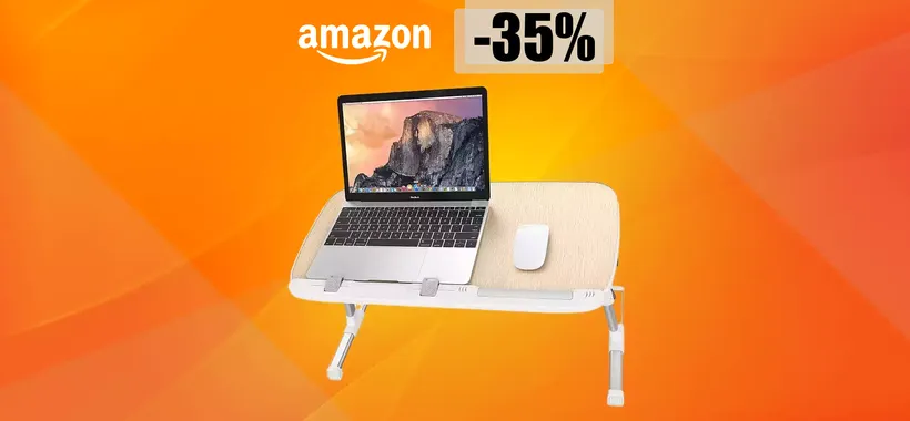 Tavolino per laptop, comodo e regolabile: a soli 32€ è un REGALO