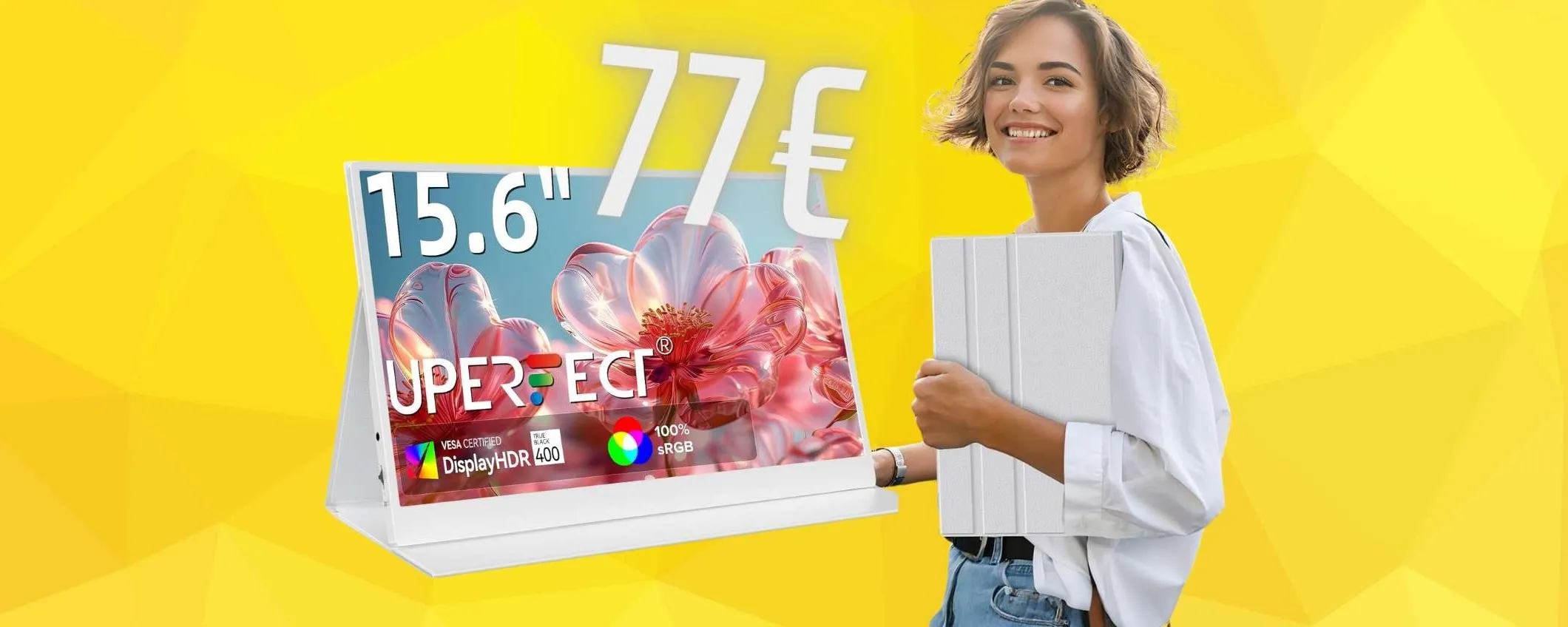 Monitor portatile da 15,6 pollici in SCONTO a soli 77€, una FOLLIA