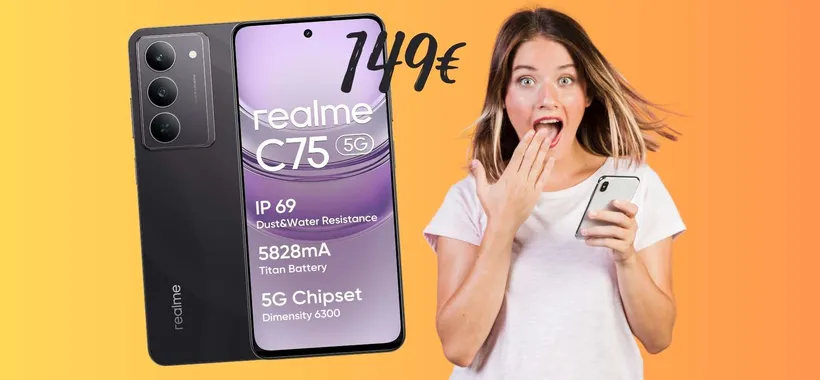 Solo 149€ per realme C75 5G da 256GB: grande smartphone con spesa mini