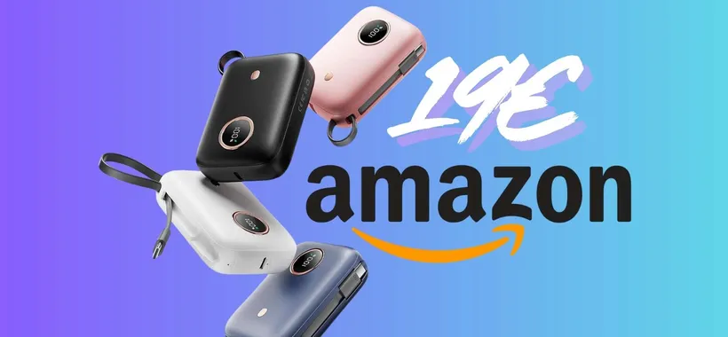 Power Bank da 10000mAh con ricarica rapida e cavo integrato tuo a 19€