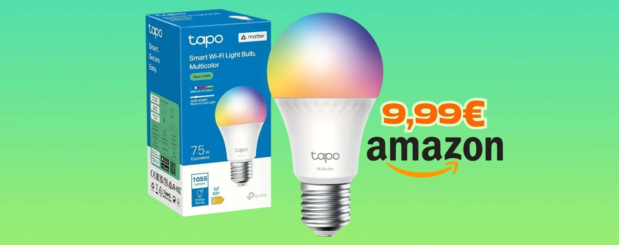 Lampadina intelligente colorata per casa smart a soli 9,99€ su Amazon