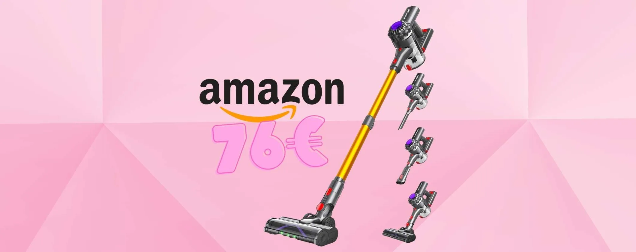 Aspirapolvere senza fili da 35Kpa con tanti accessori a soli 76€ su Amazon