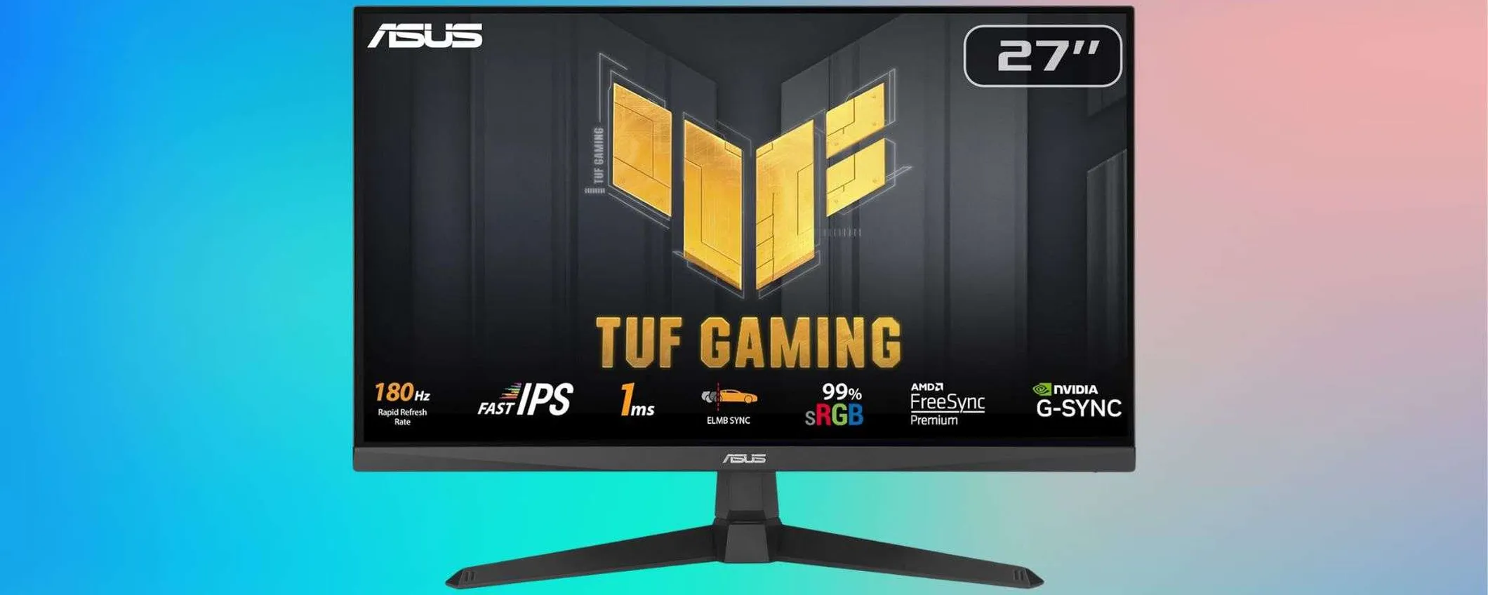 Monitor Asus TUF Gaming a meno di 150€: 180Hz, 1ms e 99% spazio colore sRGB