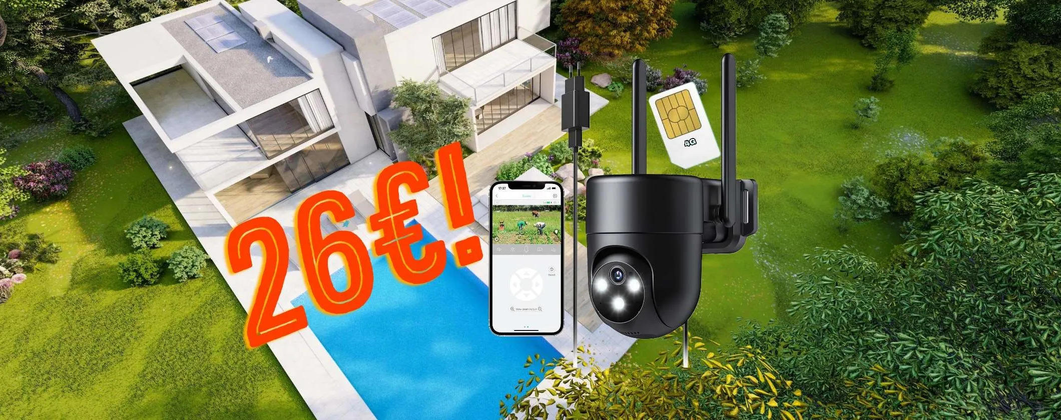 Sicurezza smart senza WiFi con telecamera 4G LTE a soli 26€ su Amazon