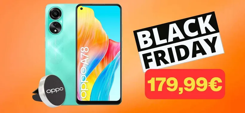 Smartphone OPPO A78 (AI 50+2MP, 90Hz e 5000mAh) a soli 179,99 euro per il Black Friday