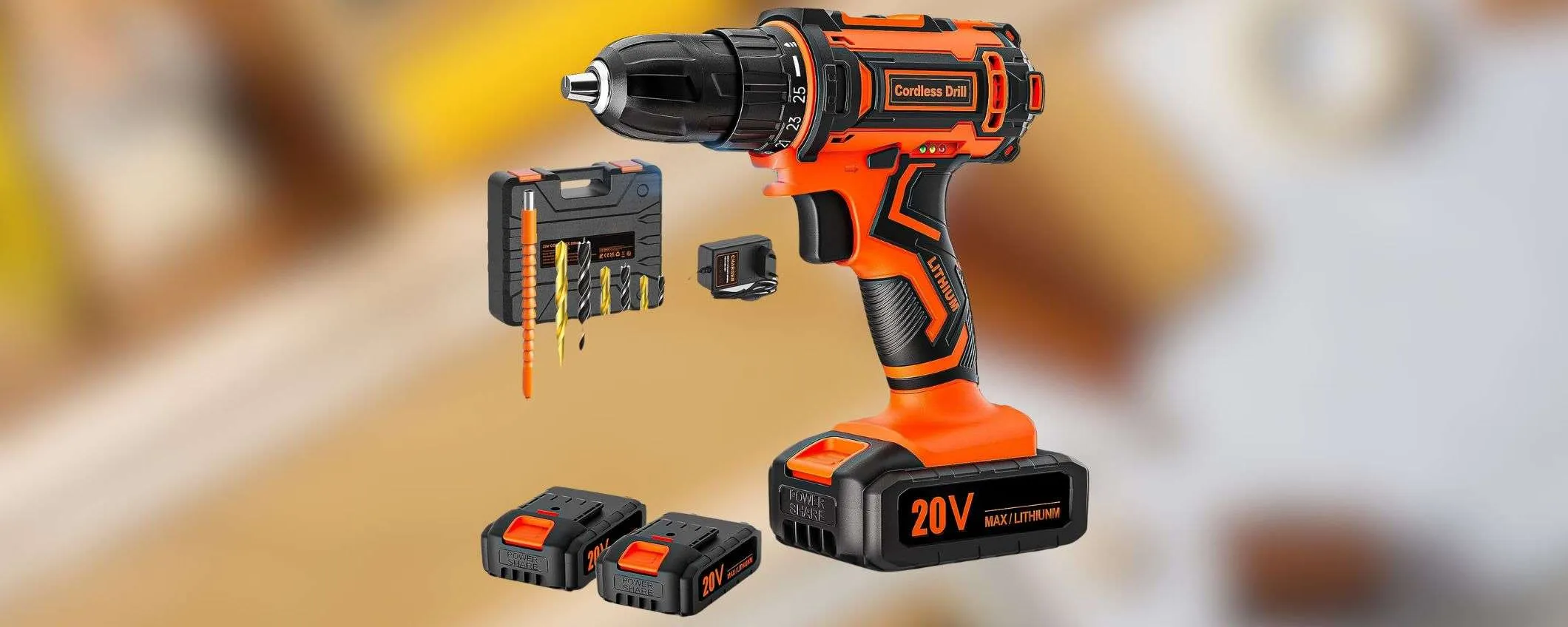 Trapano avvitatore con 2 batterie e 24 accessori in MAXI SCONTO Amazon (-33€)