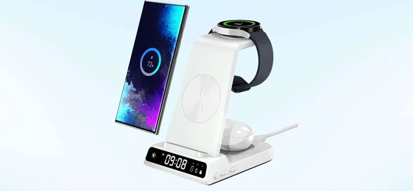 Caricatore wireless universale 3-in-1 per smartphone, auricolari e smartwatch in OFFERTA LAMPO