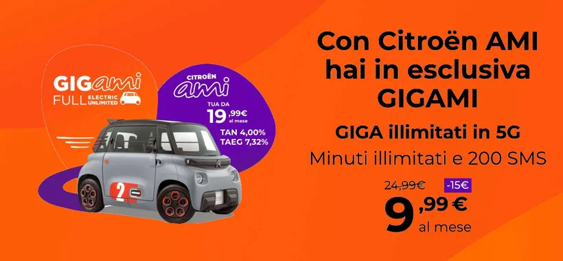 GIGAMI: Giga Illimitati con Citroën AMI a 9,99€