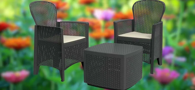 Set da giardino a 69€ su Amazon: 1 tavolino e 2 poltrone comodissime