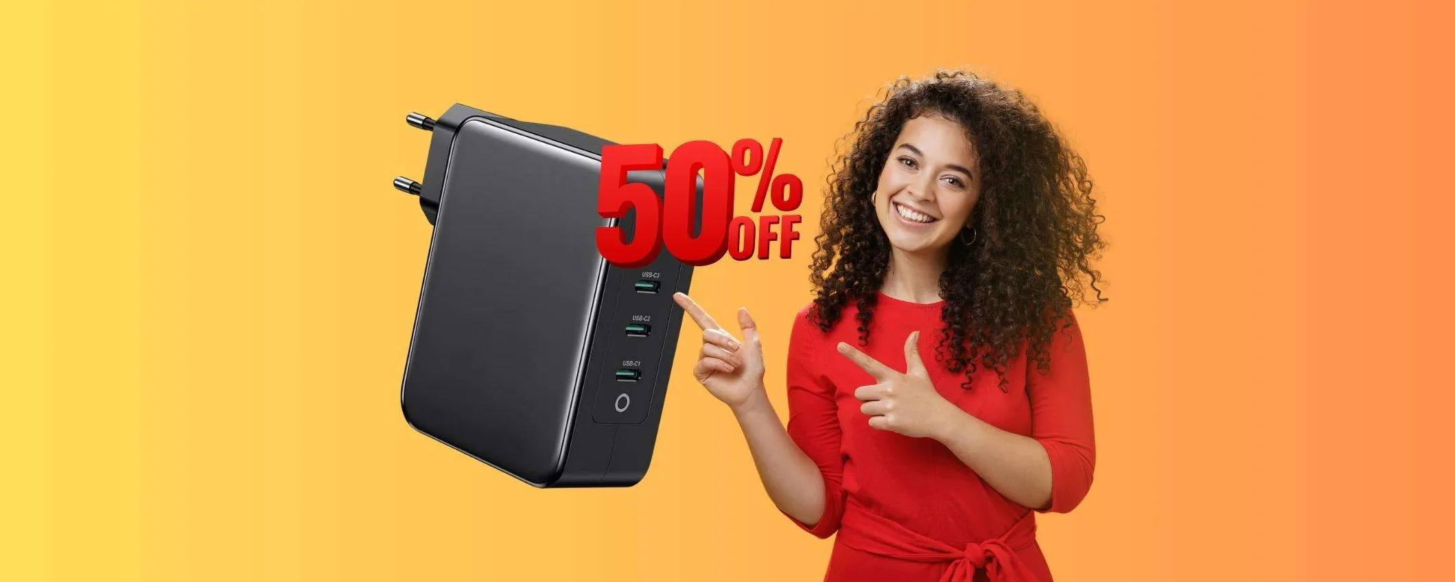 Caricatore USB da 130W e 4 porte su Amazon a METÀ PREZZO