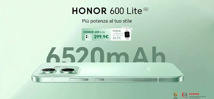 HONOR 600 Lite ufficiale: design premium in metallo, AI Camera Button e batteria da 6.520 mAh