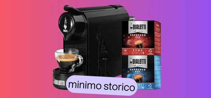 Bialetti Gioia: macchina per caffè espresso con 32 capsule GRATIS a soli 54€